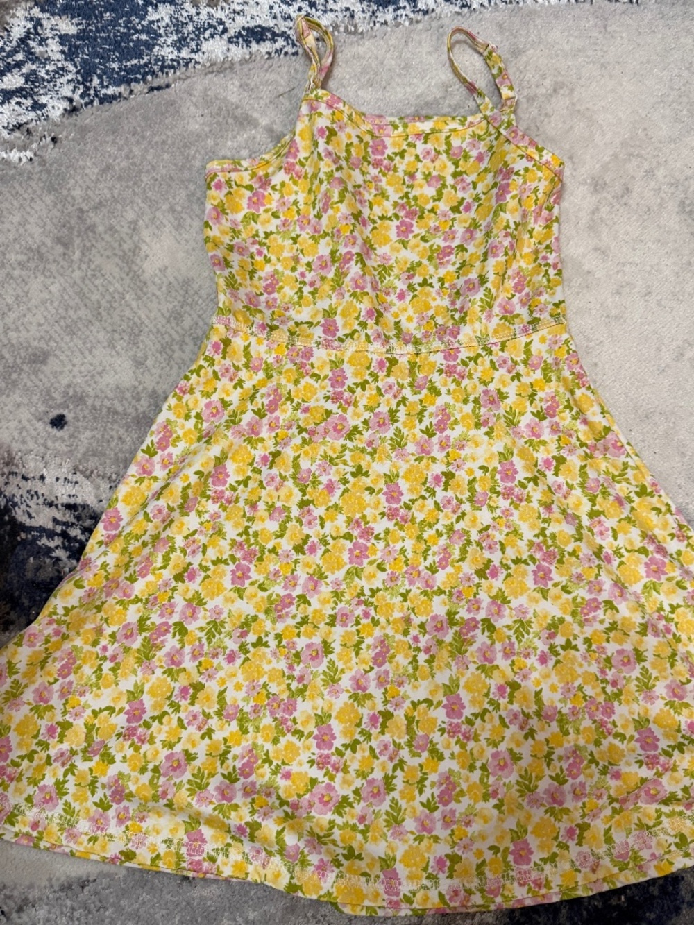 No Comment Girls 7/8 Floral Fit & Flare Dress Pink Yellow Spring